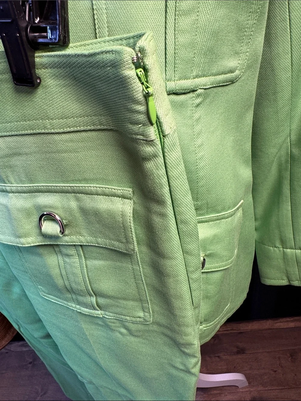 Tory Burch Lime Green Sgt. Pepper Twill Utility Blazer with pants